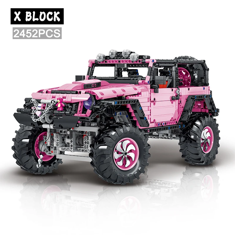 

Technical Pink Off-road Vehicle Building Block Bricks Static Model MOC Assembly City Car Sets Kids Toys Girl Gifts for Childrens