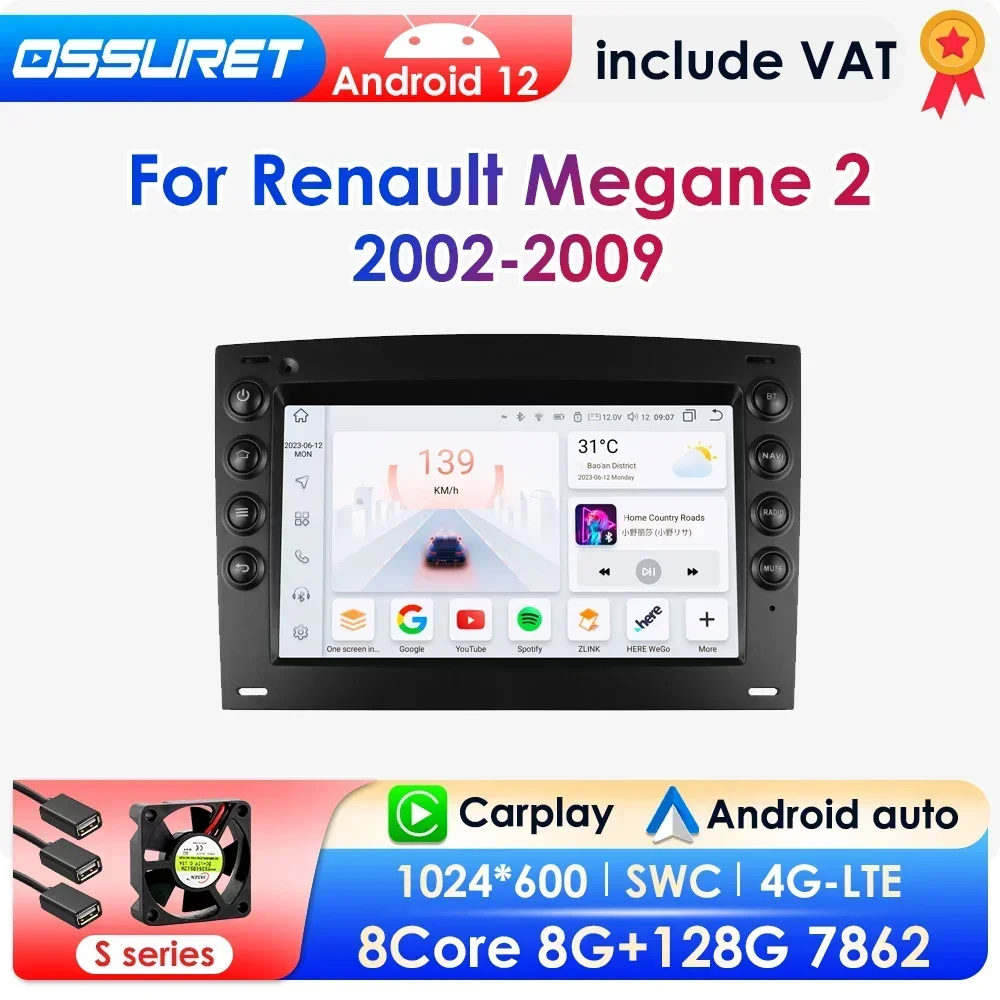 2Din autoradio Android per Renault Megane 2 2002-2009 lettore Video multimediale per auto navigazione stereo GPS Carplay Octa Core 7862