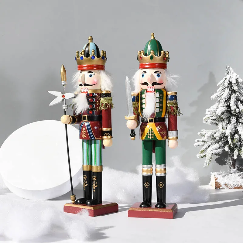 30cm Christmas Nutcracker Puppets Soldier Creative Crafts Gifts Christmas Home Decor Creative Pieces Wooden Antique Toy Gifts