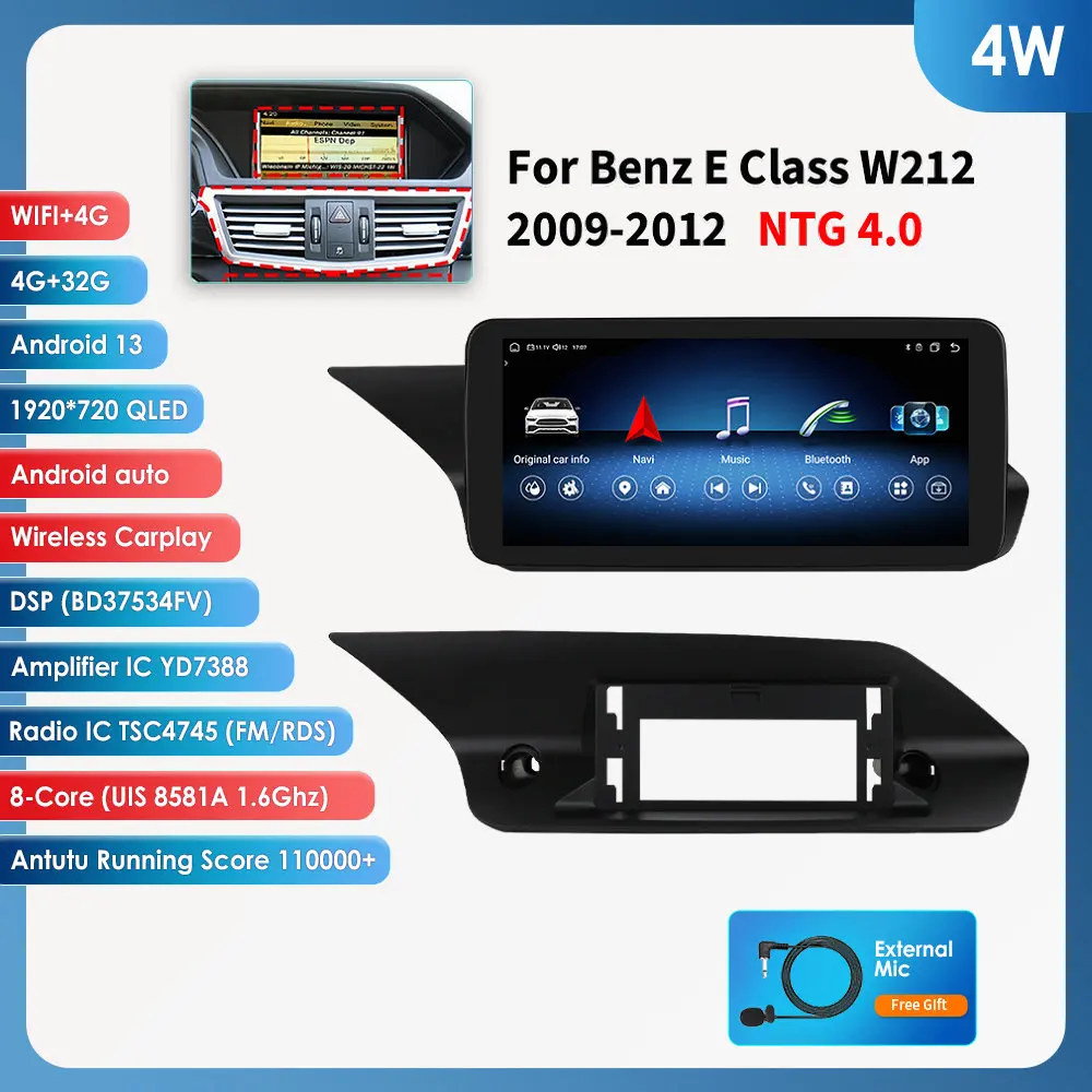 Auto radio Android speler voor Mercedes-Benz W212 S212 E200 E230 E260 E300 2009 - 2012 Draadloze Carplay Auto multimediaspeler GPS
