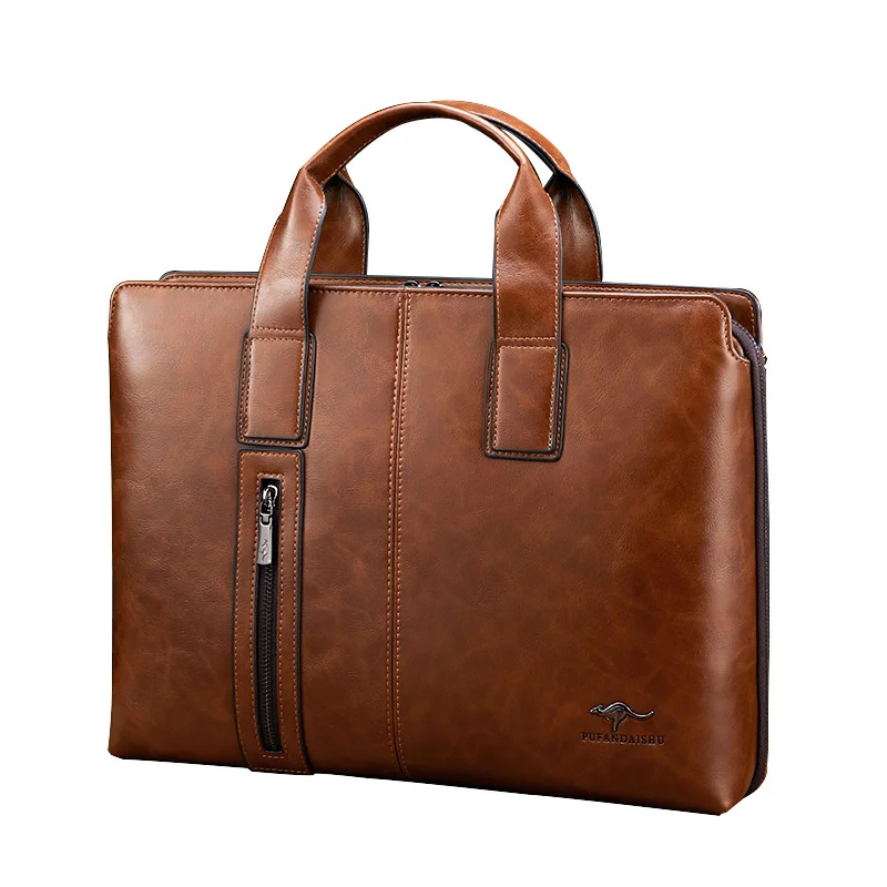 Sac à main d'affaires en cuir de luxe pour hommes, étuis à bombes pour hommes, sac messager lancé par un homme vintage, sac pour ordinateur portable de grande capacité