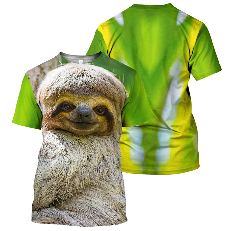 3D Printed Australian Kangaroo Koala Sloth T-shirt Animal Graphic Short Sleeve Round Neck T Shirts Summer Oversized Street Tees