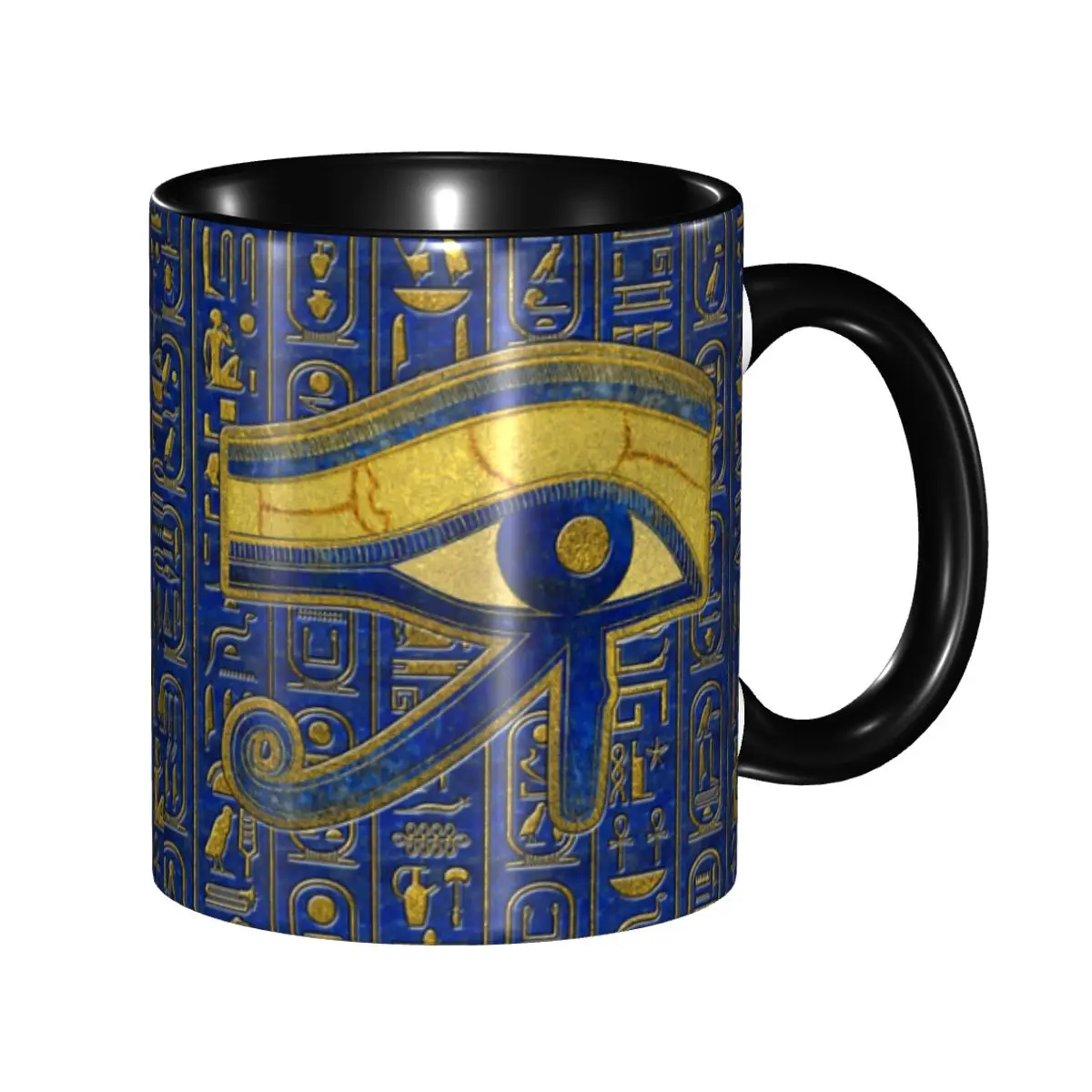 

Custom Gold Egyptian Eye Of Horus Coffee Mug DIY Wadjet Lapis Lazuli Ceramic Milk Tea Cups