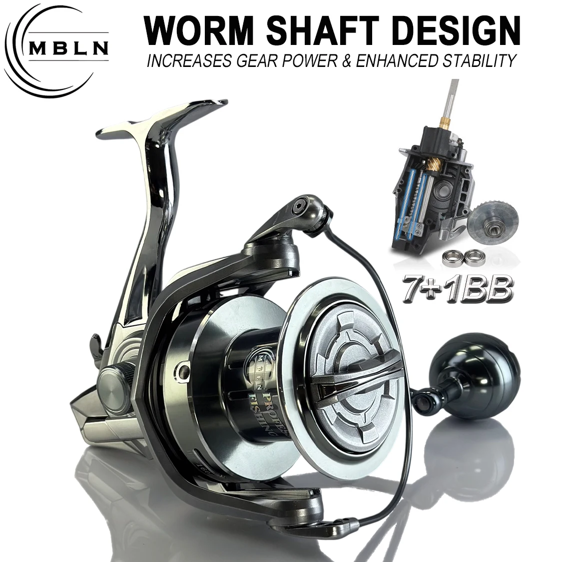 MBLN Metal Long Casting 16000 Spinning Reel, Lightweight Aluminum