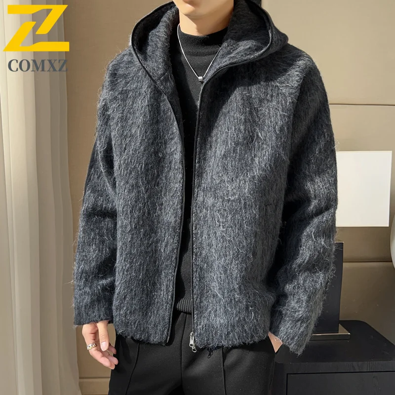 

COMXZ Роскошная шерстяная куртка мужская новая классическая с капюшоном для работы на открытом воздухе ветрозащитные пальто повседневное легкое осенне-зимнее пальто с защитой от скатывания