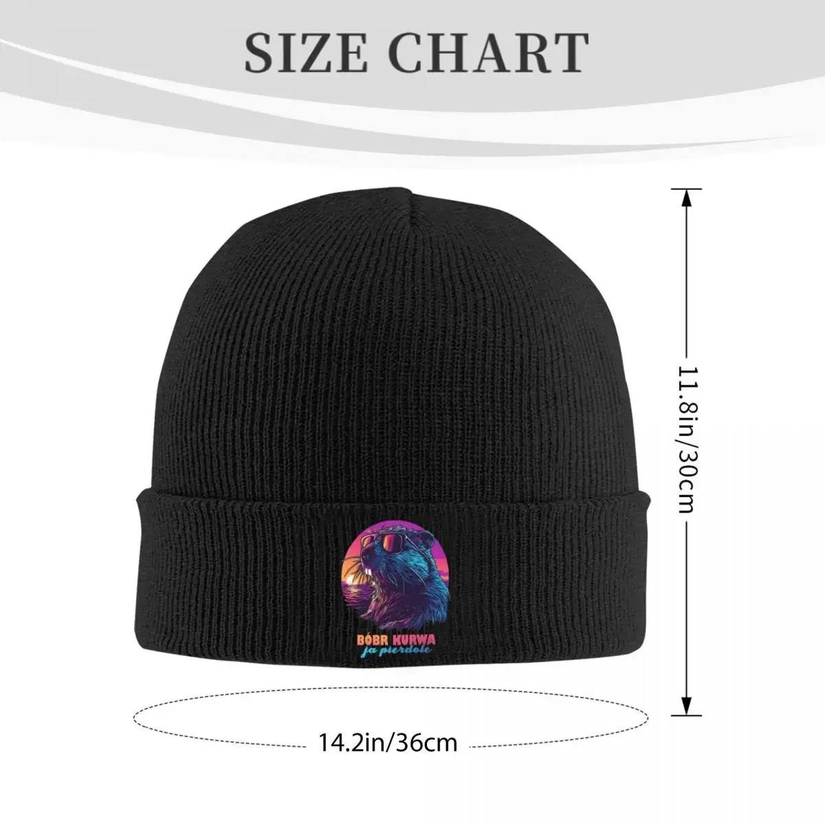 Synthwave Polish Beaver Meme Beanie Hats beaver Funny Caps Men Women Unisex Hippie Knit Hat Autumn Winter Design Beanie Hat