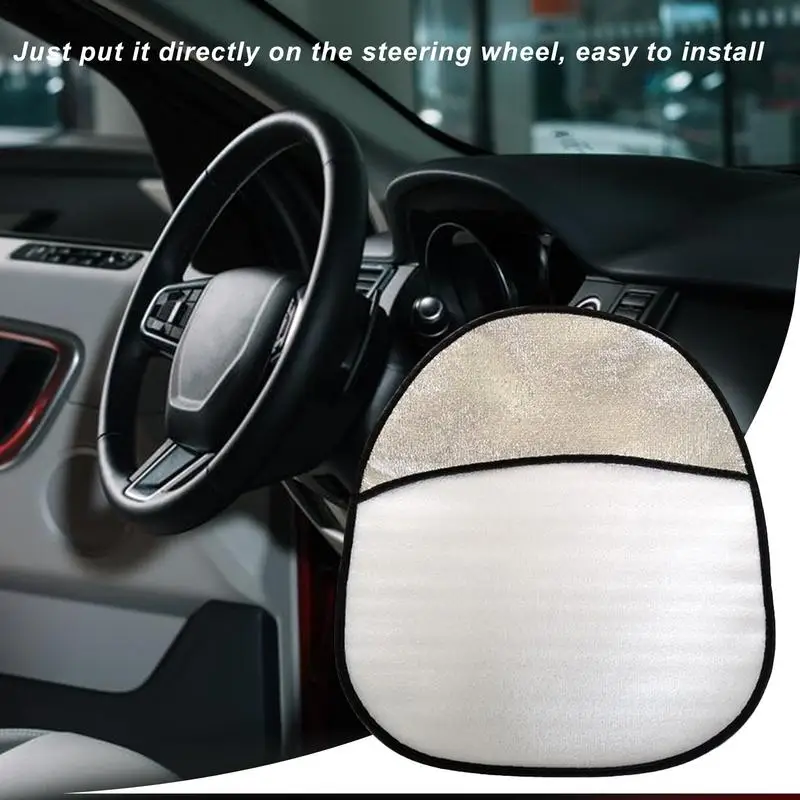 Aluminum Foil Car Steering Wheel Cover Sunscreen Sunshade Visor Insulation Foldable Car Steering Wheel Sun Shade  Interior