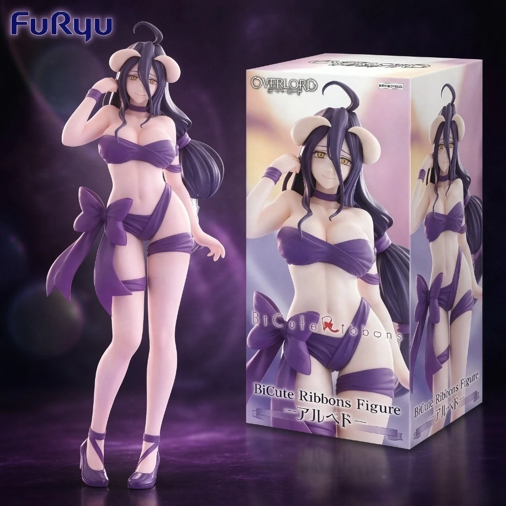 In Stock FuRyu Overlord Albedo BiCute Ribbons Purple Outfit Anime Girl PVC Collectible Figure Desktop Decor Display Ornament Toy