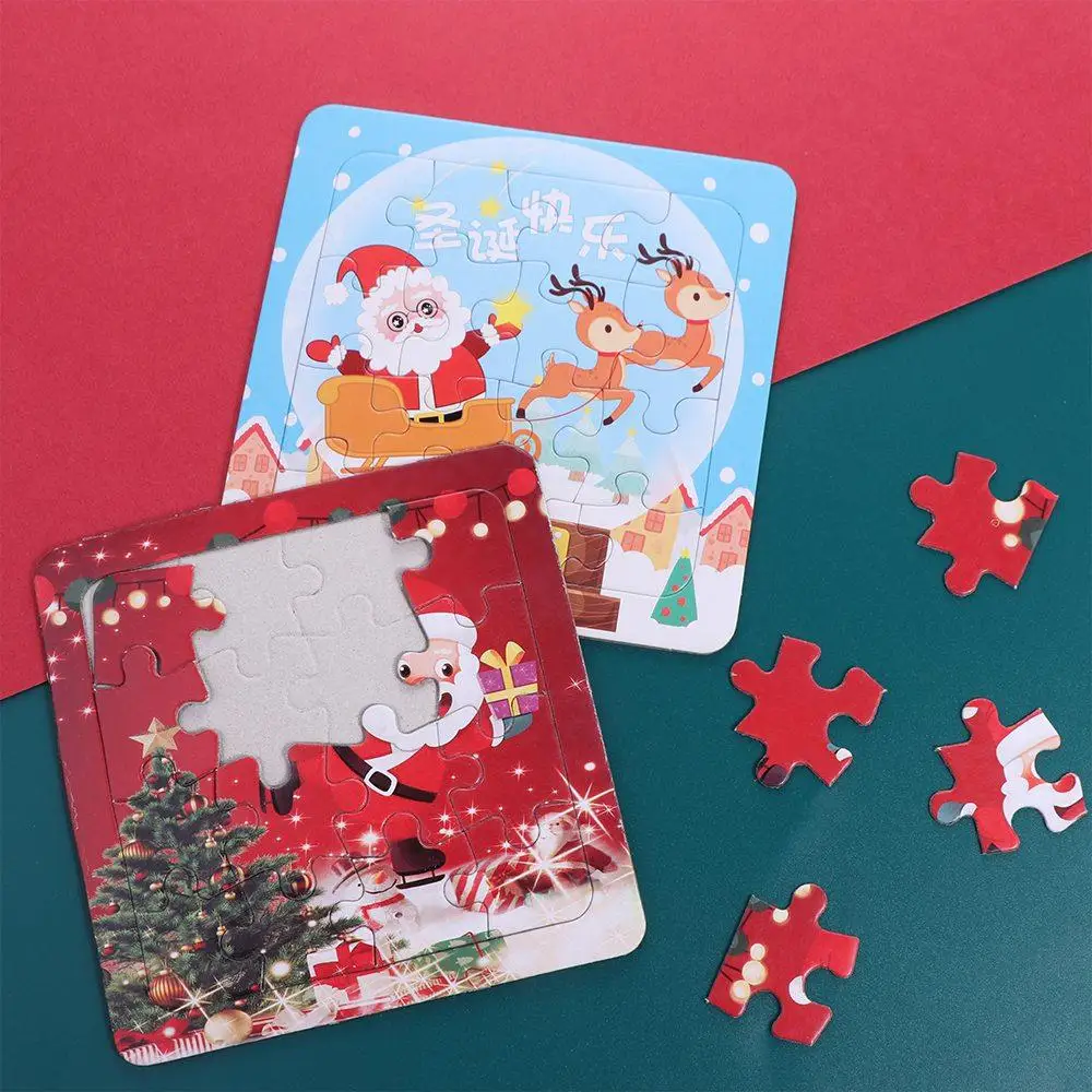 Navidad rompecabezas de juguete de Navidad Santa Claus hecho a mano Santa Claus rompecabezas 3D montaje papel rompecabezas de dibujos animados juguetes para niños