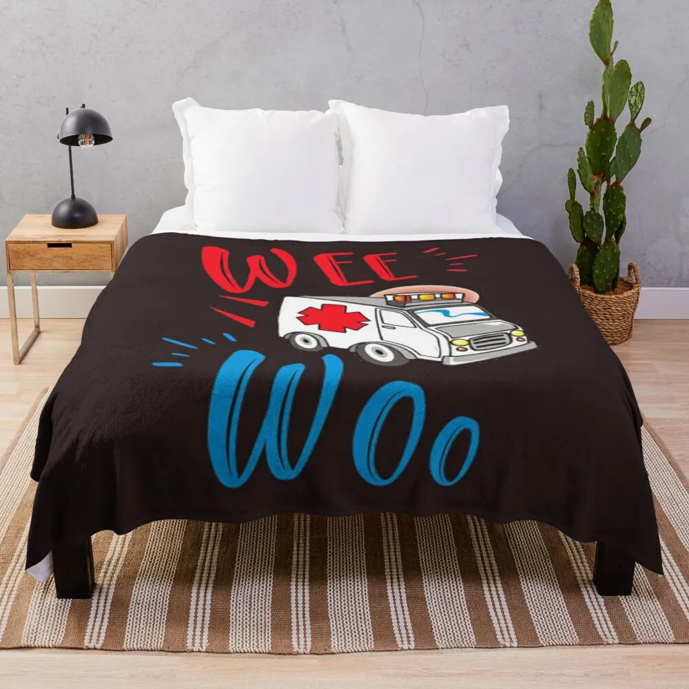 Wee woo ambulance funny nurse doctor gift, paramedic Throw Blanket cosplay anime Loose Decorative Beds Blankets