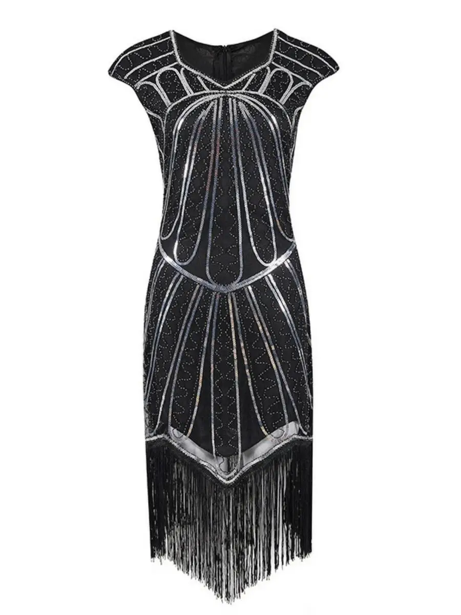 Retro 920s Film Avondjurk Kwastje Pailletten Svel Dr Faionable Vintage Sle Kralen Rok voor Vrouwen Lente Seizoen