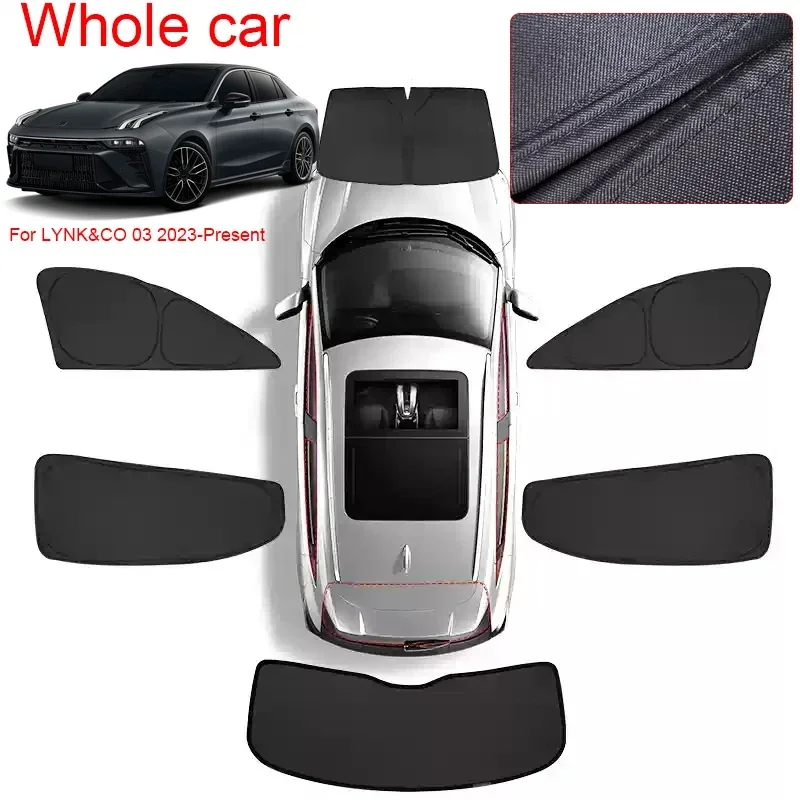 For LYNK&CO 03 2023-Present Car Black Window Privacy Sunshade Anti-UV Heat Insulation Protect Cover Auto Interior Accessory