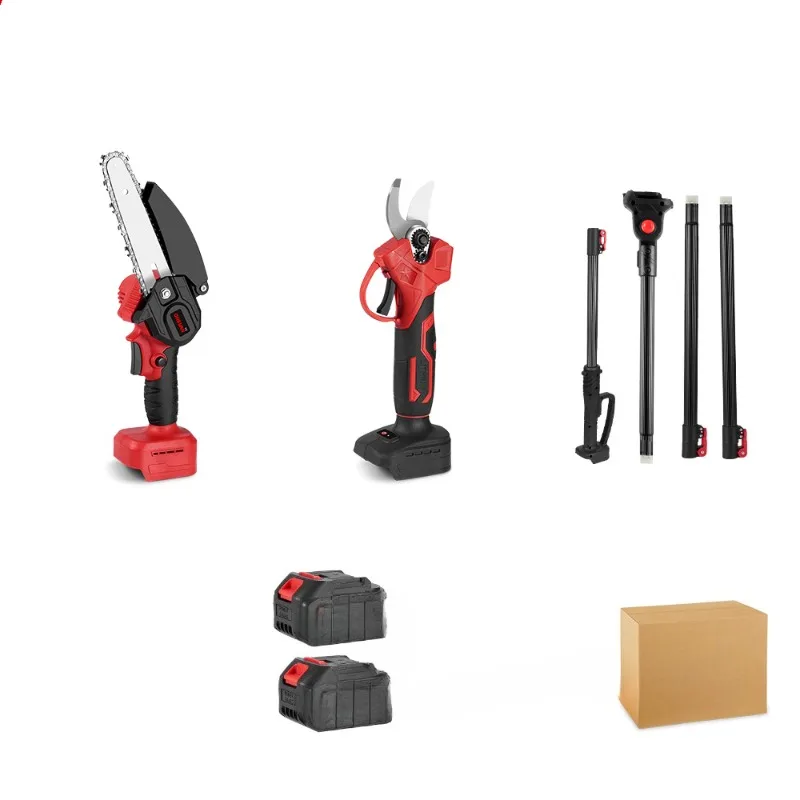 Electric pruning shears, battery-operated cordless chainsaw, with branch cutting function