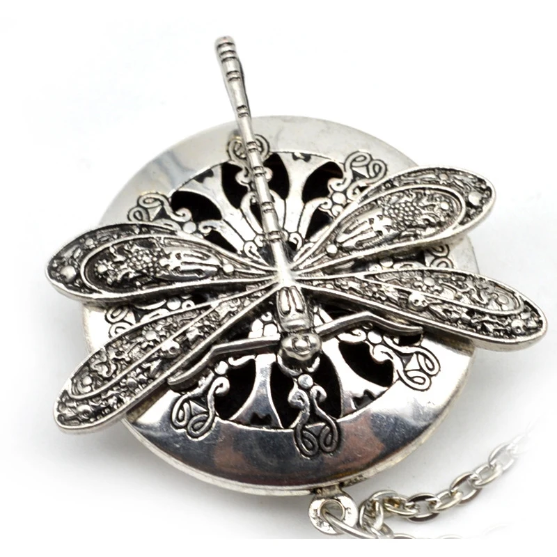 1Pc Antique Silver Dragonfly Aromatherapy Diffuser Pendant Necklace