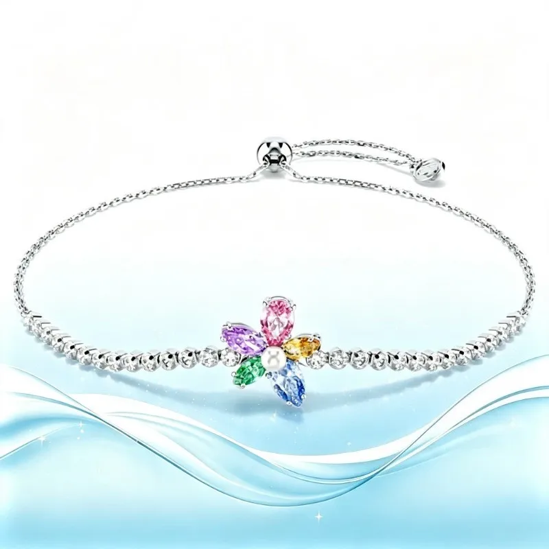 Fine Cut Crystal Candy Full Diamond Bracelet, Classic Style, Preferred for Birthday Gifts