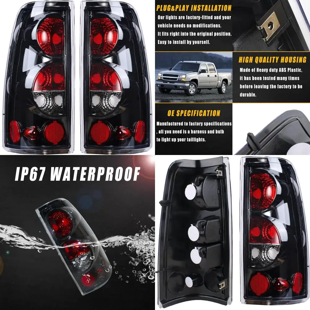 

1999-2006 Chevy Silverado 1500/2500 & GMC Sierra 1500/2500 Driver & Passenger Side Rear Brake Lights with OE Black Clear Lens