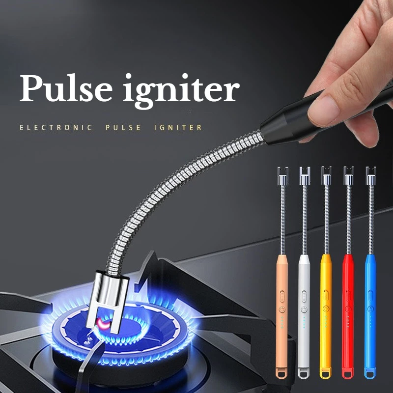 

New USB Arc Charging Pulse Ignition Gun with Visible Power, Strong Wind Resistance, 360-degree Rotating Kitchen Lighter