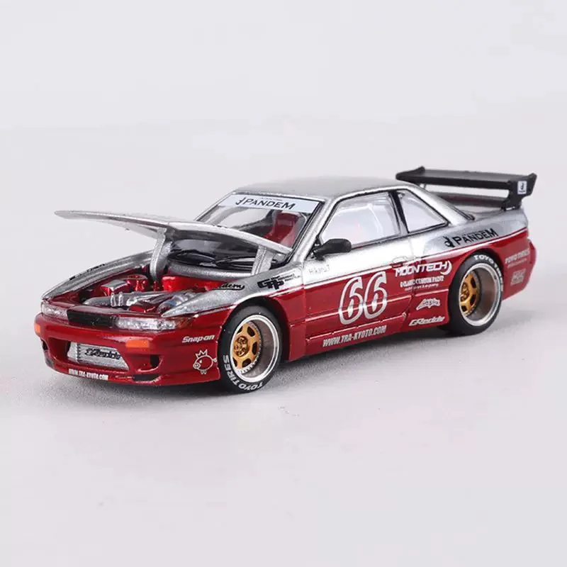 

Модель автомобиля POPRACE 1:64 Scale Civic Rocket Rabbit Pandem S13 из сплава, классическая модель, сувенир для взрослых, подарок, хобби и игрушки