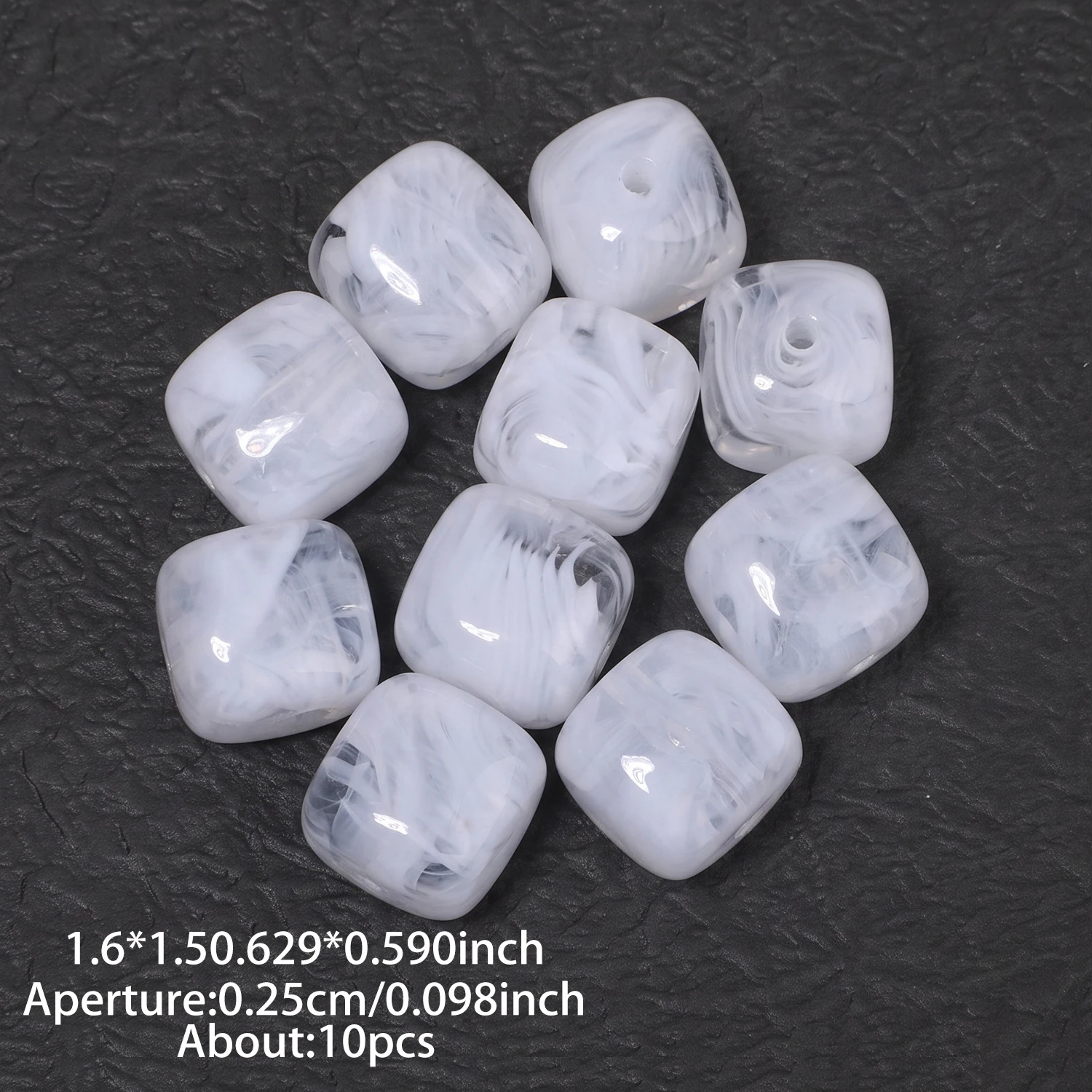 10 Stück quadratische, perforierte Acrylperlen, 16 x 15 mm, zweifarbig, lose Perlen zum Basteln von Schmuck, zum Beispiel für Halsketten und Armbänder. – Detail 9