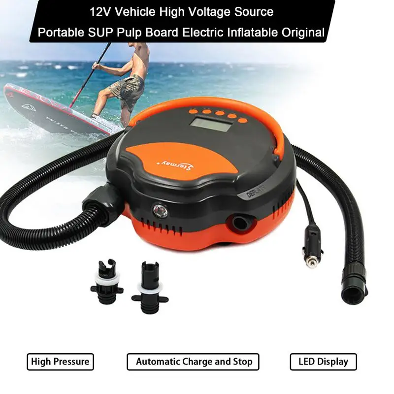 Paddle Board Pump High-Pressure Air Pump With LCD Screen Intelligent Electric Air Pump 12V DC Car Connector For Inflatable Stand