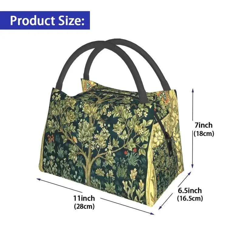 Tree Of Life By William Morris Thermal Insulated Lunch Bag Women Floral Textile Pattern Portable Lunch Container Meal Food Box