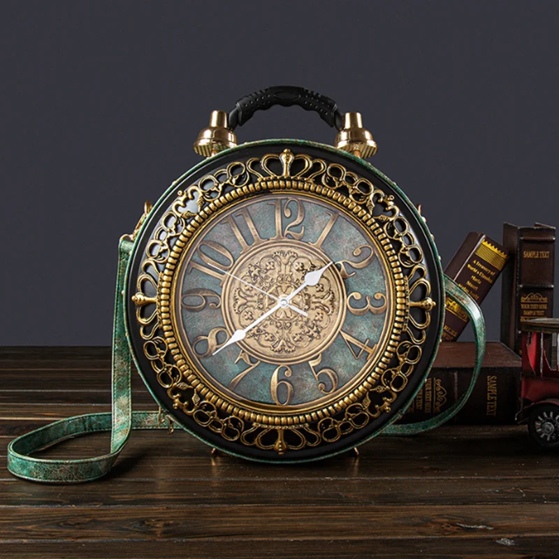 

Luxury Designer Bags Vintage Clock Shape Handbag Chic Ladies Shoulder Bag Walkable Clock Crossbody Bag Women;s Purses Pu Leather