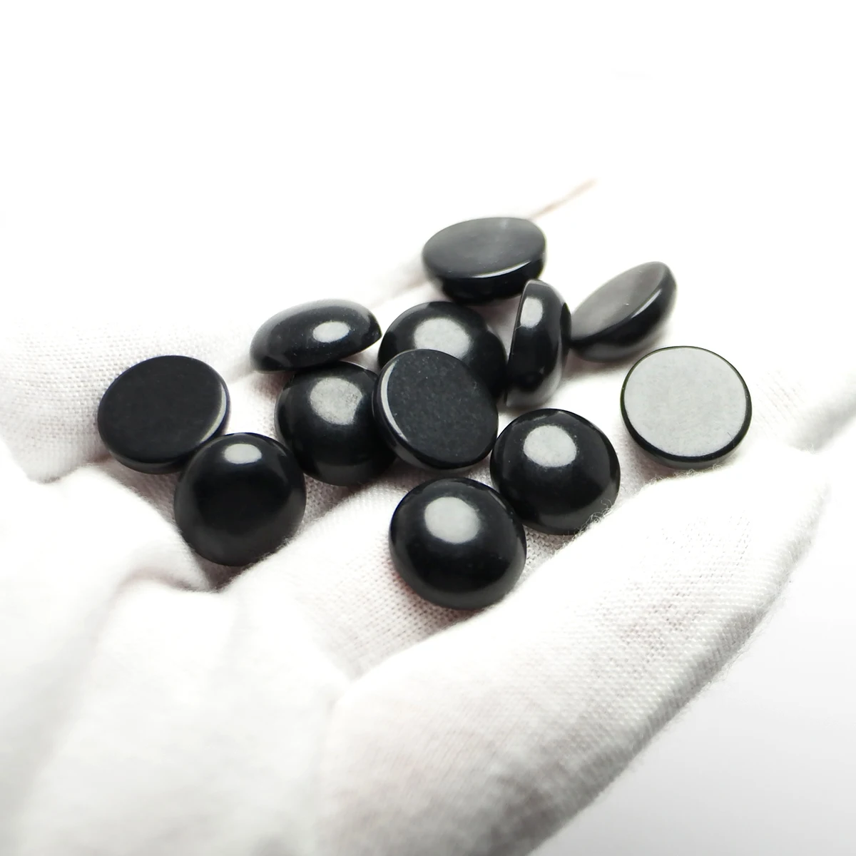 10pcs Ink black Stone,Cabochon Polished Flat Back Stones,12mm Round Synthetic Stone,Jewelry Earrings Rings Necklace Making