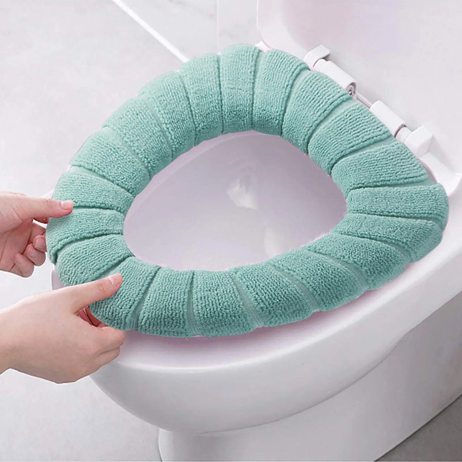 

Winter Warm Toilet Seat Cover Mat Bathroom Toilet Pad Cushion without Handle Thicker Soft Washable Closestool Warmer Accessories