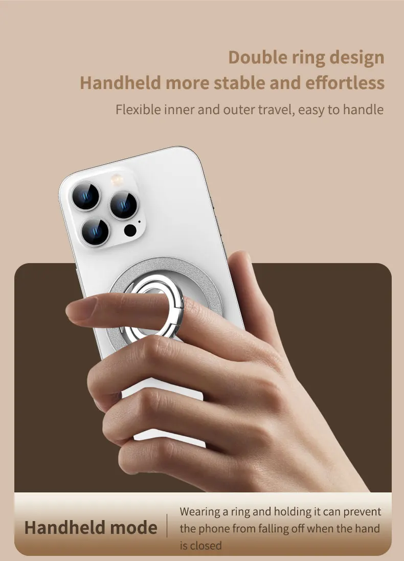 Handy Starker Magnethalter für Magsafe Doppelseitiger Magnetständer Tragbare klappbare Ringhalterung für Xiaomi iPhone 14 15 – Detail 10