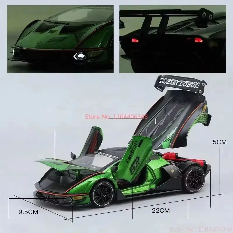 1:24 Alloy Sports Car Model Diecasts & Toy Vehicles Symulacja dźwięku i światła Pull Back Kolekcja zabawek Prezenty urodzinowe dla dzieci