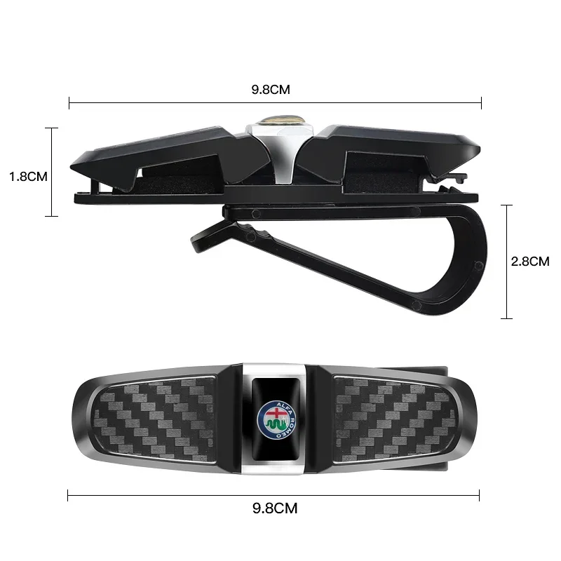 Hub Caps Car Sun Visor Clip 360 Rotation Sunglasses Ticket Card Clamp For Alfa Romeo 156 159 147 4C 8C 166 Giulia Giulietta Mito