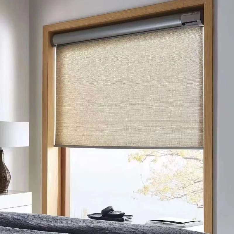 Motorized WiFi Controlled Roller Blinds, 100% Polyester Waterproof 100% Blackout Window Shades