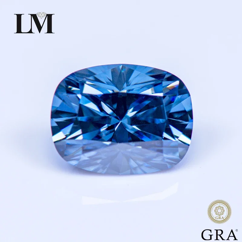 

Moissanite Stone Cushion Cut Royal Blue Natural Color Lab Grown Diamond for Women Jewelry Making Materials with GRA Certificate