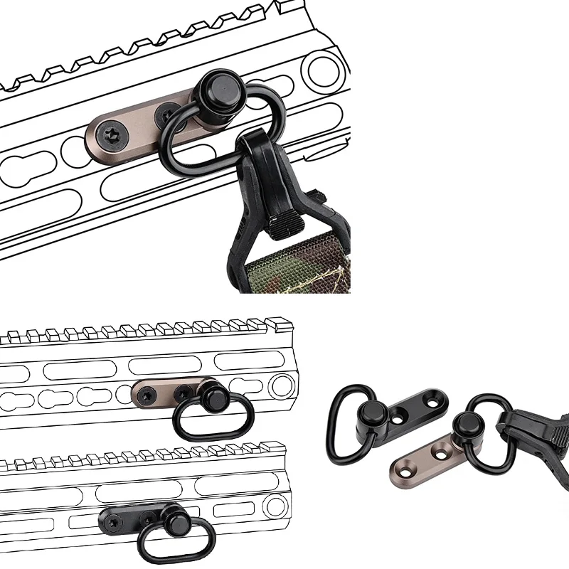 

WADSN Tactical NSR Quick Detach GBB Buckle Sling Swivel Mount for 20mm Picatinny M-LOK KEYWOOD Rail - Metal Hunting Accessory