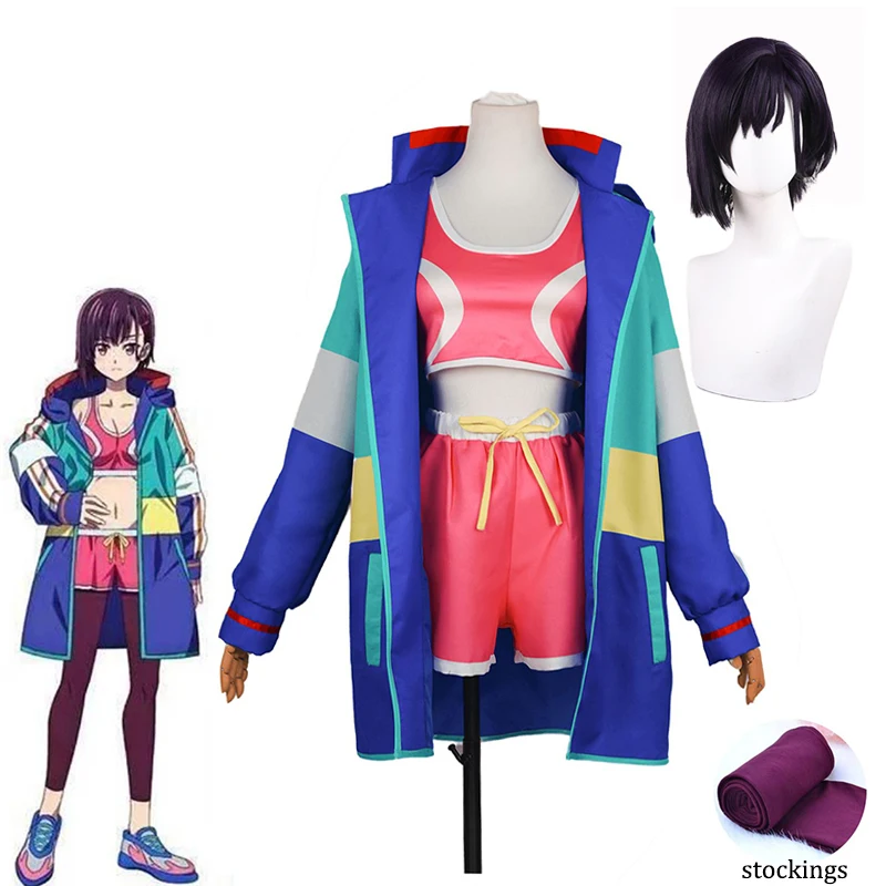 

Shizuka Mikazuki Cosplay Costume Anime Zom 100 Wig Hoodie Jacket Bra Shorts Hairpin Yoga Trousers Bucket List of the Dead