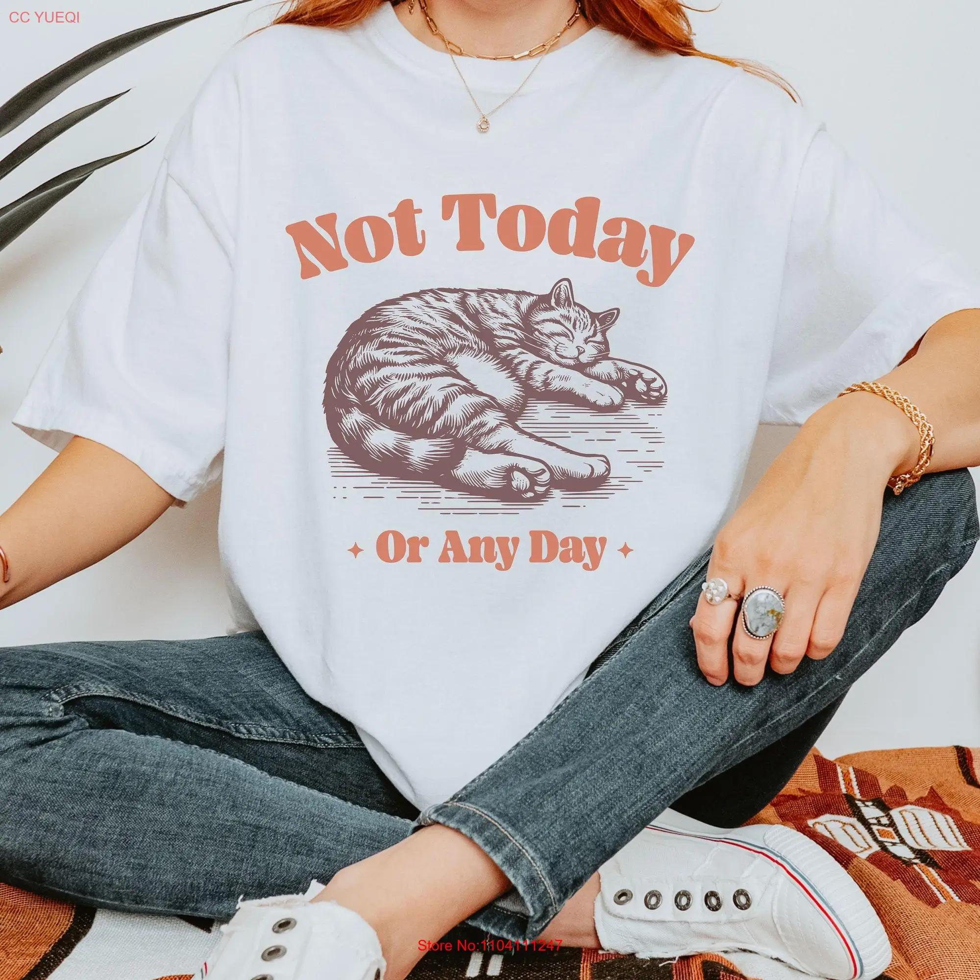 Not Today Or Any Day Nap Time Cat Lover Cute Vintage Retro Funny Heavy Weight Comfort Colors T Shirt