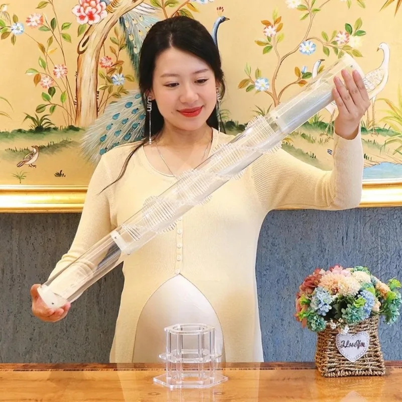 Transparent Color 1min Rainmaker Shaker DNA Spiral Crystal Rain Stick Meditation Healing Sound Tube Yoga Relax Orff Instruments