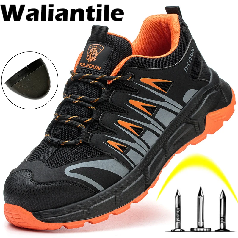 

Waliantile Indestructible Safety Shoes Sneakers For Men Non-slip Anti-smashing Steel Toe Construction Work Boots Safety Shoes