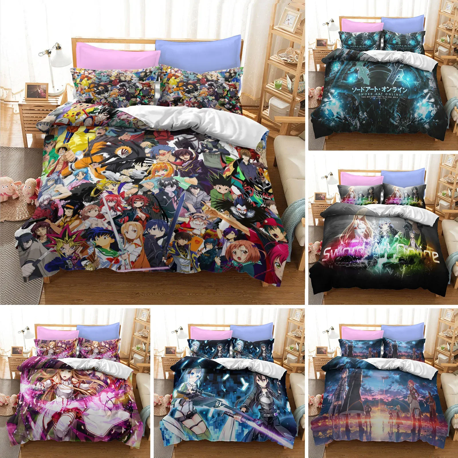 

Anime Sword Art Online Bedding Set Duvet Cover Bedroom Comforter Covers Single Twin King ​Size Quilt Cover Home Textile 2/3PCS