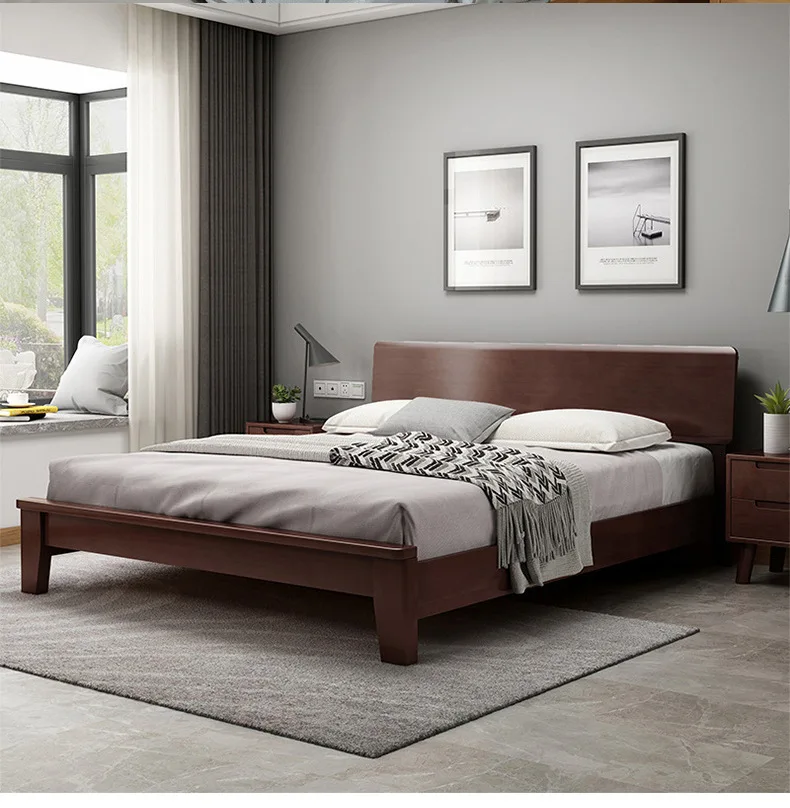 

#Nordic Modern Rubber Wood Wall Bed Queen/King Size Platform Bed with Storage for Master Bedroom Guest House Rental Space Saving