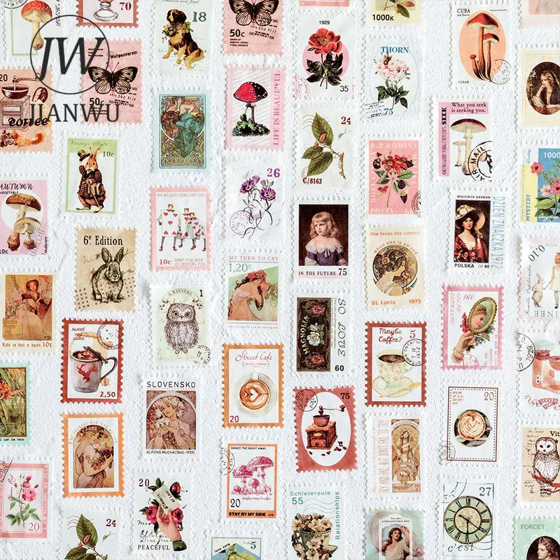 

JIANWU 25mm*500cm Vintage Post Office Series Tearable Stamp Die Cut Decor Washi Tape Creative DIY Journal Collage Stationery