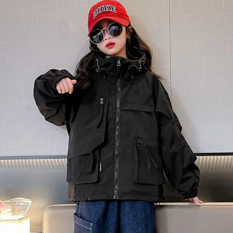 2025 New Winter Kids' Padded Jacket Cotton Padded Thickened Hooded Oversized British Style Tween Boys Girls Loose Trendy Coat
