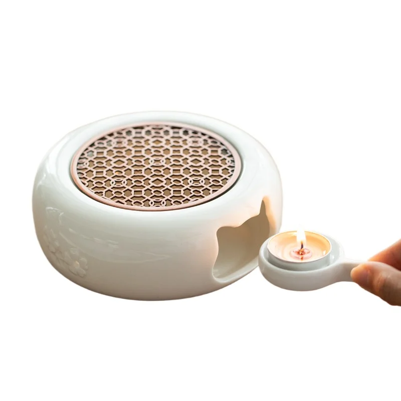 Candle Warmer Tea Stove, Ceramic Base Heater for Pot, Flower Tea & Mulled Wine, Keep Warm & Cook Citrus