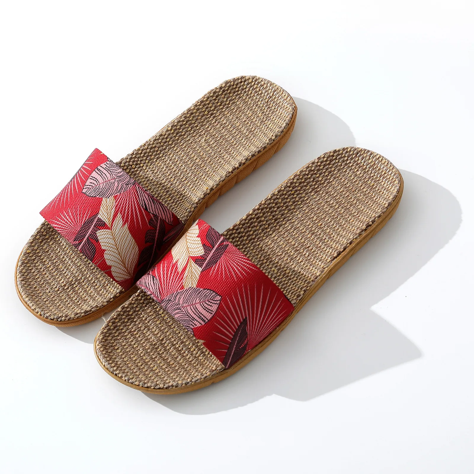 Zapatillas de lino con estampado de EVA para mujer, chanclas de Interior para la playa, 2024