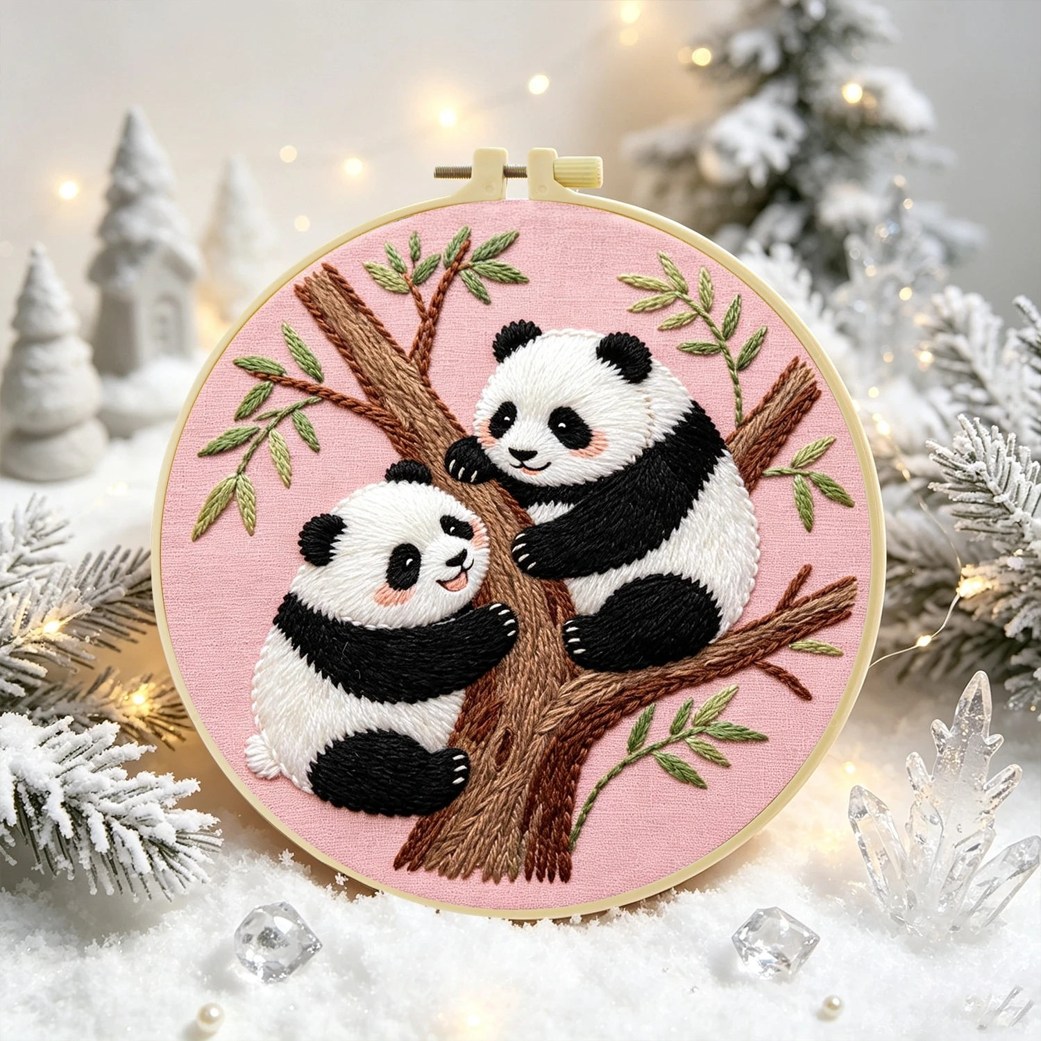 1 Set Baum-Pandas DIY-Stickerei-Set für Anfänger, Stick-Starter-Kit, Kreuzstich-Kunstgeschenk, Handarbeits-Bastelset – Detail 5