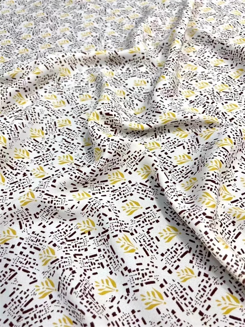 Big Brand New Summer Elastic Double Qiao Crepe Fabric DIY Women's Clothing Geometric Small Floral Print Natural Silk Fabric