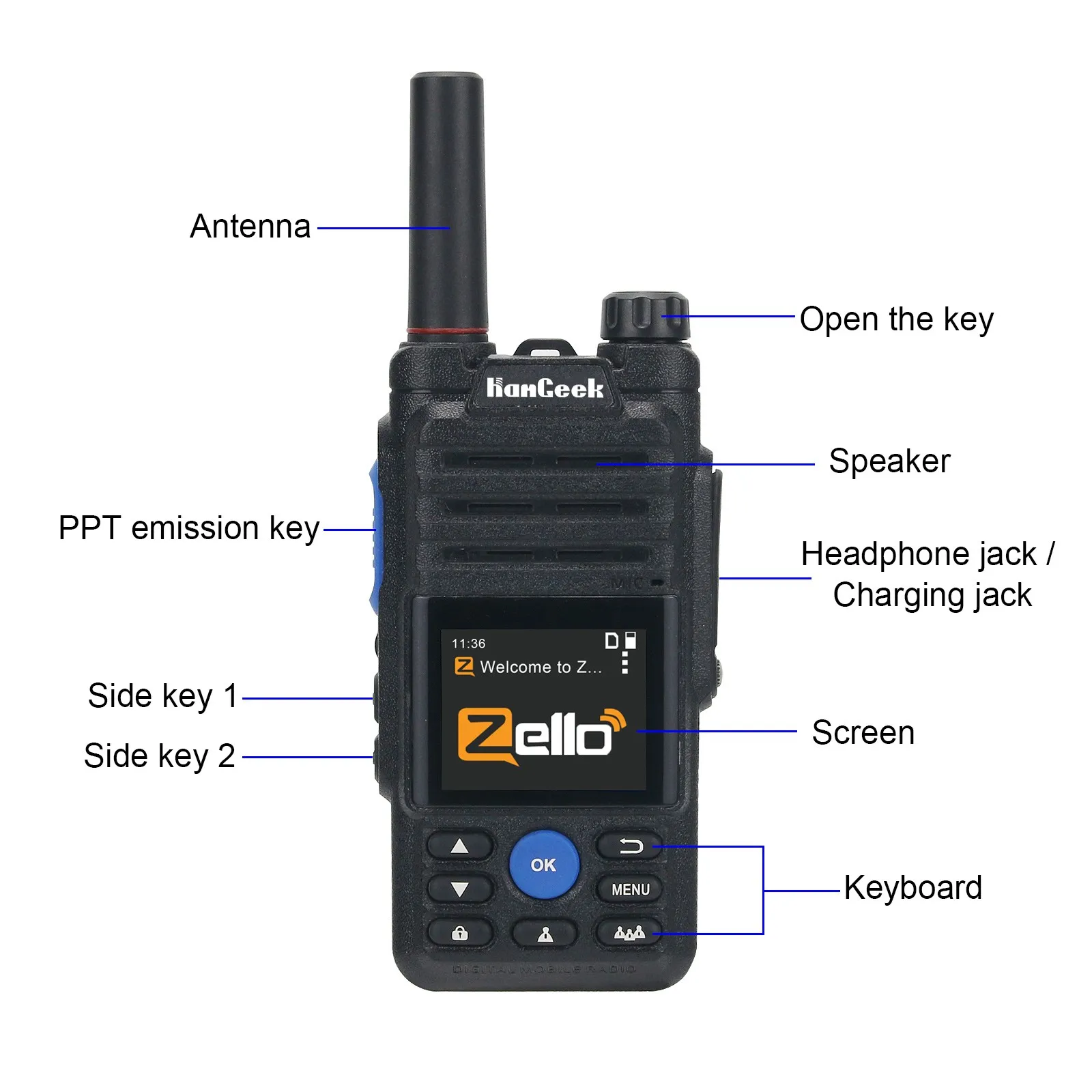 HamGeek HG-369 プロフェッショナル4G POCトランシーバー 長距離5000km対応 Bluetooth WiFi Zello Real-ptt対応