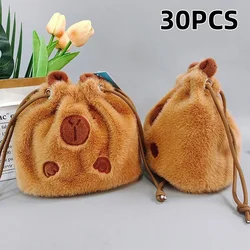 Simpatica borsa in peluche con coulisse Capybara adatta per il ritorno a scuola borsa da viaggio per cosmetici borsa da viaggio verticale per fotocamera