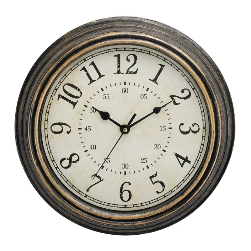 

Retro Artificial Aging Decorative Wall Clock American Round Quartz Wall Decorative Clock 12 Inches Home Living Room Accessories