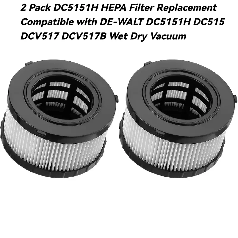 

2 Pack HEPA Filter Replacement Compatible with DEWALT DCV515 DCV517 DCV517B Wet Dry Vacuum